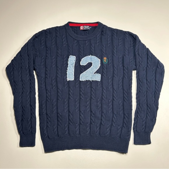 Ralph Lauren Other - CHAPS Ralph Lauren Vintage Navy Blue Cable Knit Cotton Sweater 12 Size Medium